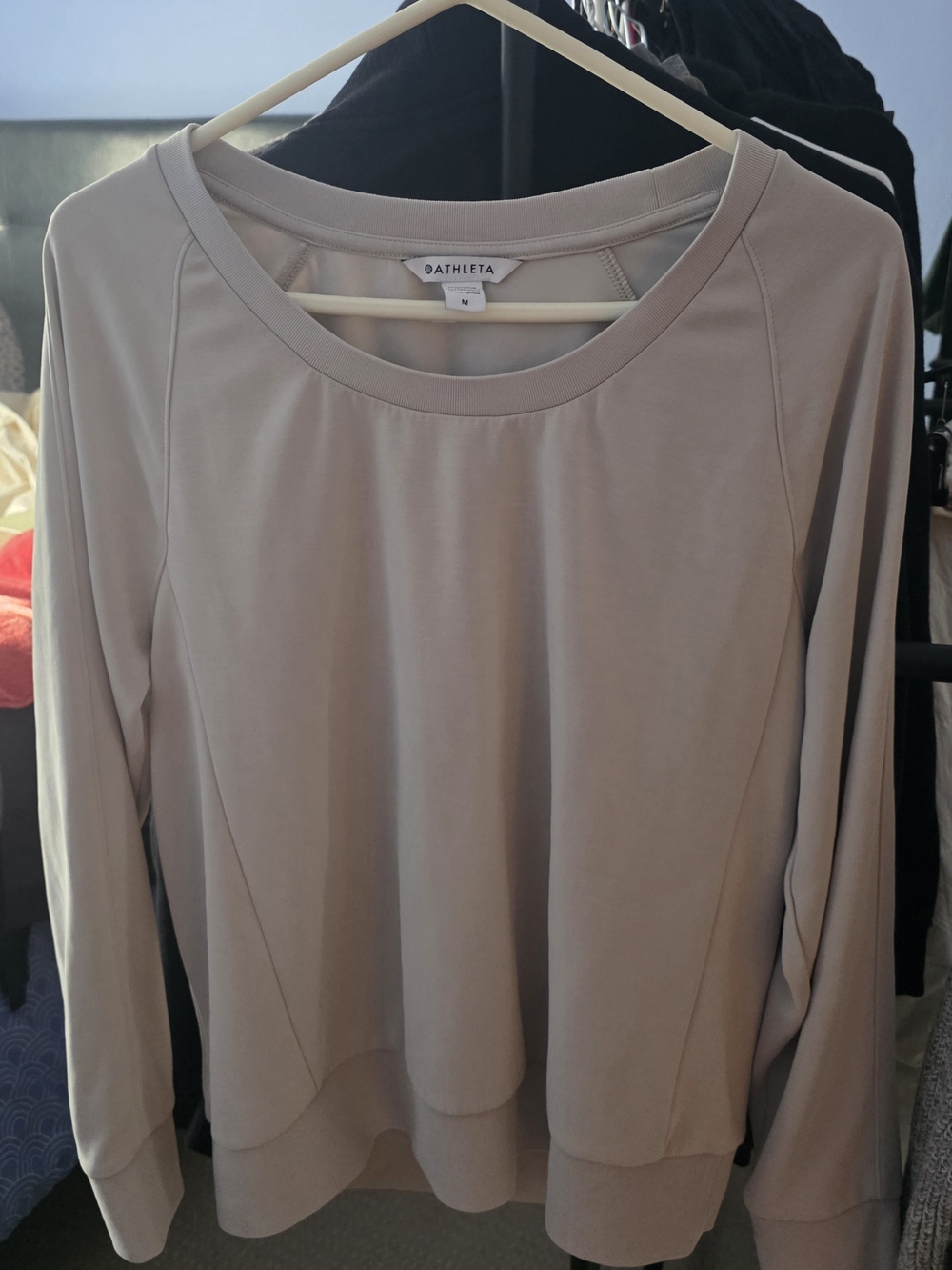 Athleta Long-Sleeve Crew Sweatshirt in Light Taupe